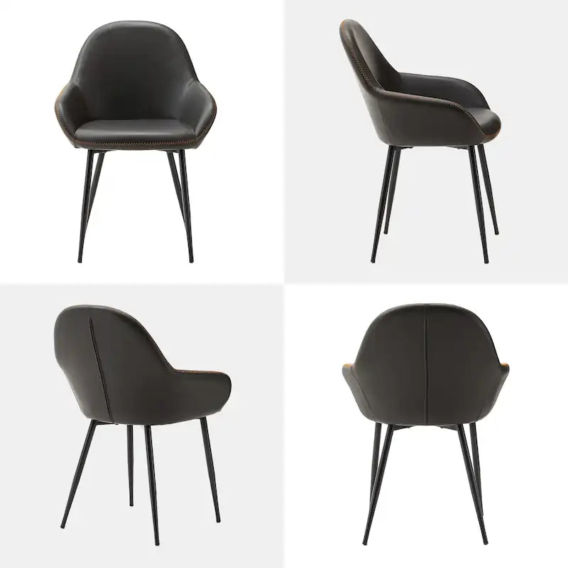 Set aus 2/4/6 modernen Akzent-Esszimmerstühlen aus Kunstleder im Mid-Century-Stil
