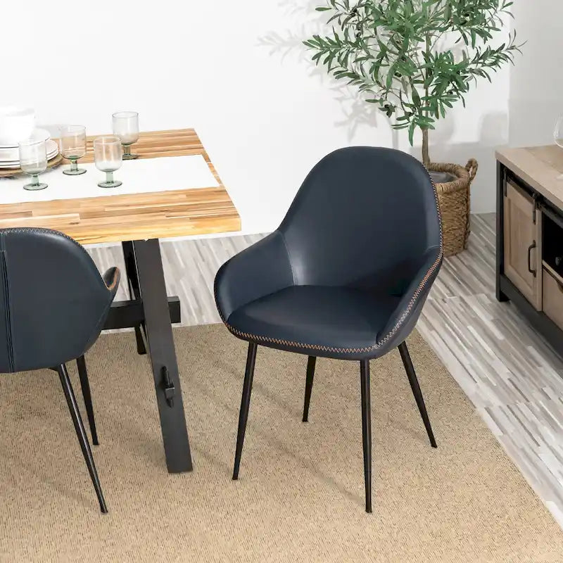 Set aus 2/4/6 modernen Akzent-Esszimmerstühlen aus Kunstleder im Mid-Century-Stil