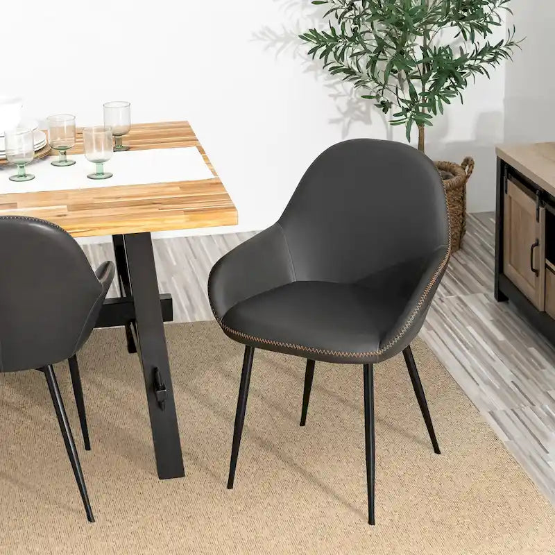 Set aus 2/4/6 modernen Akzent-Esszimmerstühlen aus Kunstleder im Mid-Century-Stil
