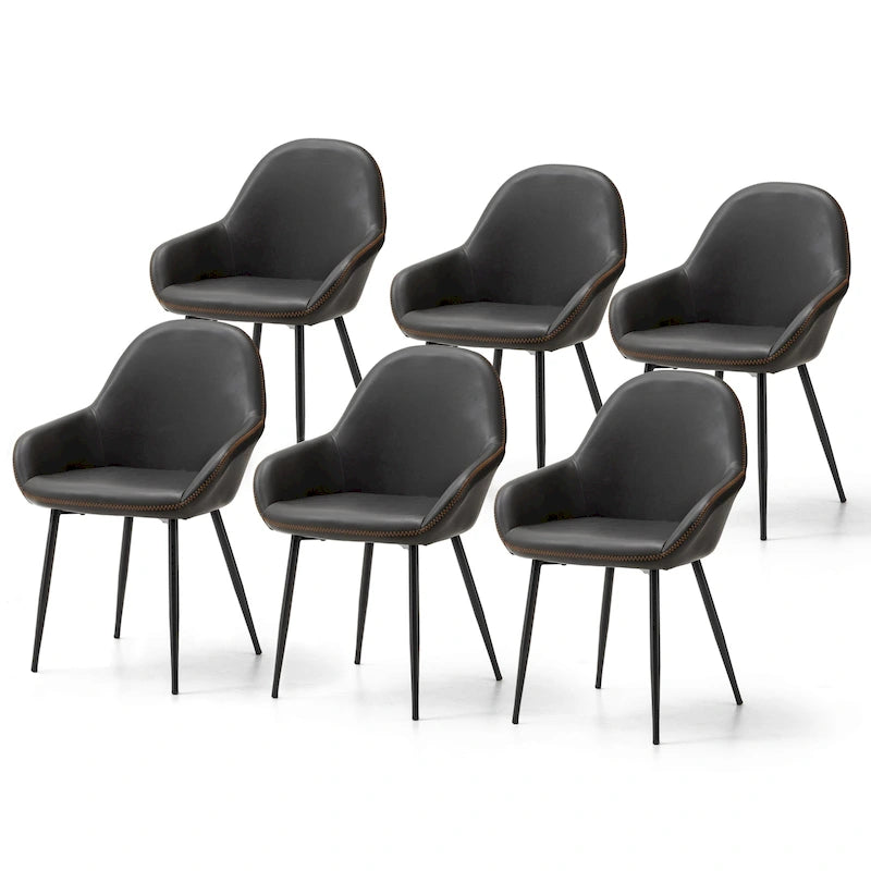 Set aus 2/4/6 modernen Akzent-Esszimmerstühlen aus Kunstleder im Mid-Century-Stil