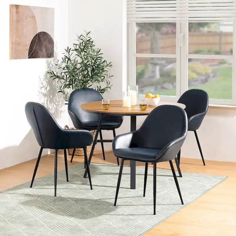 Set aus 2/4/6 modernen Akzent-Esszimmerstühlen aus Kunstleder im Mid-Century-Stil