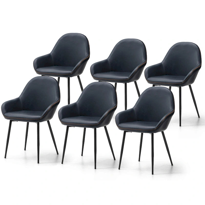 Set aus 2/4/6 modernen Akzent-Esszimmerstühlen aus Kunstleder im Mid-Century-Stil