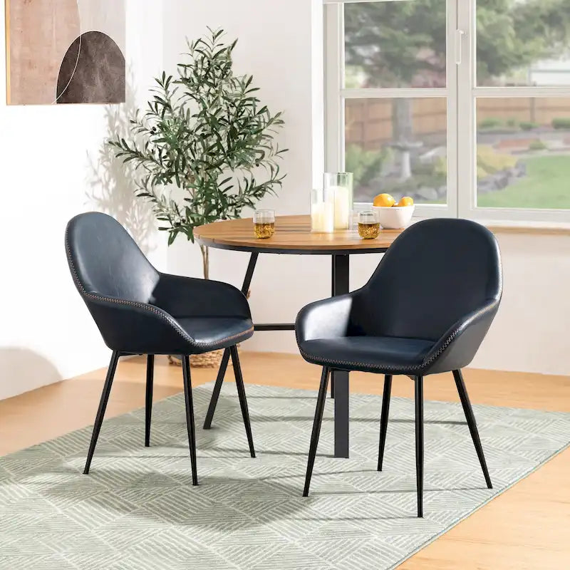 Set aus 2/4/6 modernen Akzent-Esszimmerstühlen aus Kunstleder im Mid-Century-Stil