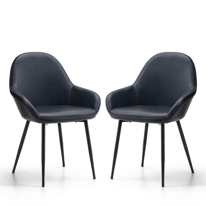 Set aus 2/4/6 modernen Akzent-Esszimmerstühlen aus Kunstleder im Mid-Century-Stil