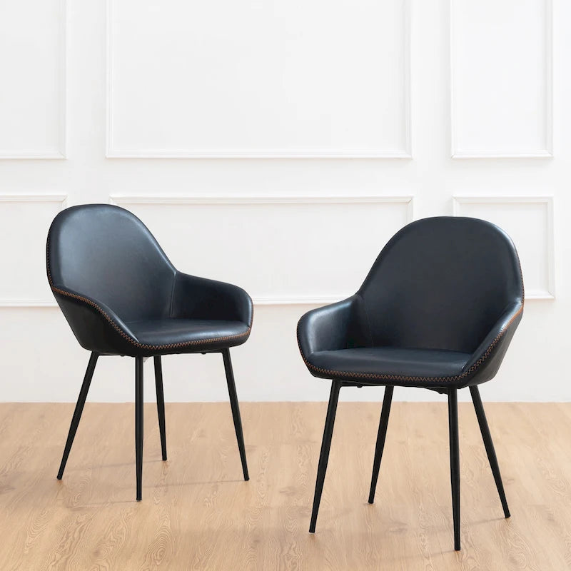 Set aus 2/4/6 modernen Akzent-Esszimmerstühlen aus Kunstleder im Mid-Century-Stil