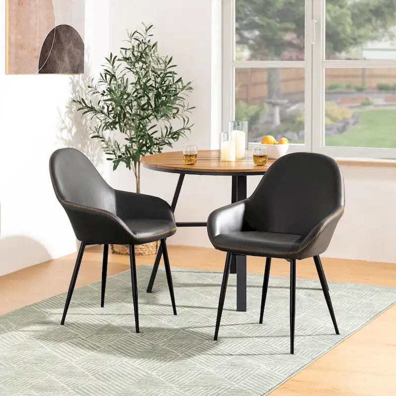 Set aus 2/4/6 modernen Akzent-Esszimmerstühlen aus Kunstleder im Mid-Century-Stil
