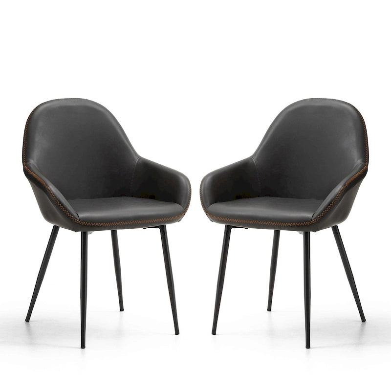 Set aus 2/4/6 modernen Akzent-Esszimmerstühlen aus Kunstleder im Mid-Century-Stil