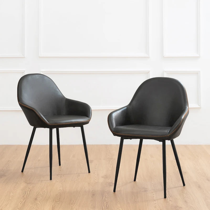 Set aus 2/4/6 modernen Akzent-Esszimmerstühlen aus Kunstleder im Mid-Century-Stil
