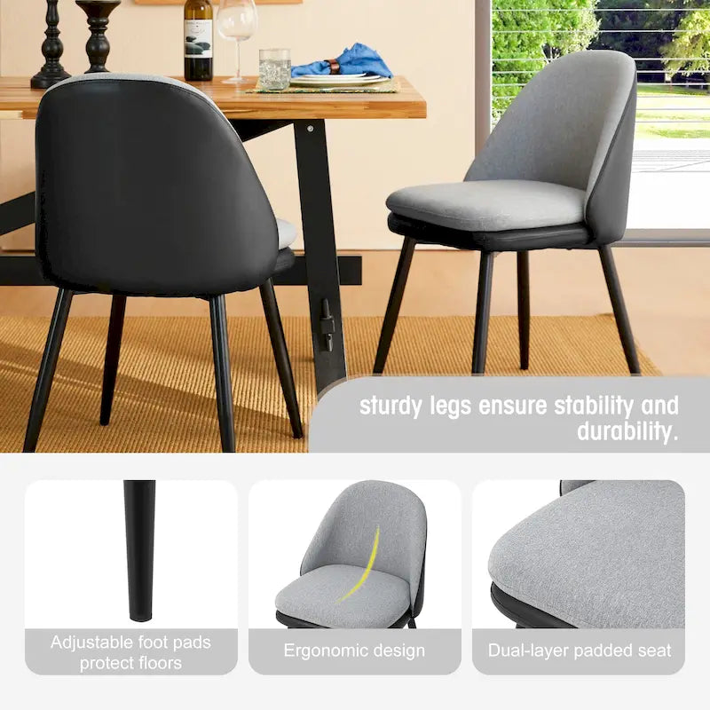 Set aus 2/4/6 modernen Akzent-Esszimmerstühlen aus Kunstleder im Mid-Century-Stil