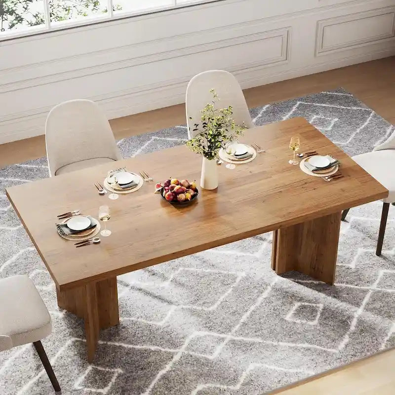 Tavolo da pranzo rettangolare in legno stile fattoria per cucina e sala da pranzo