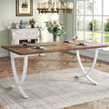 Table à manger rectangulaire de 63 pouces pour 4 à 6 personnes, avec plateau imitation marbre et pieds en métal doré
