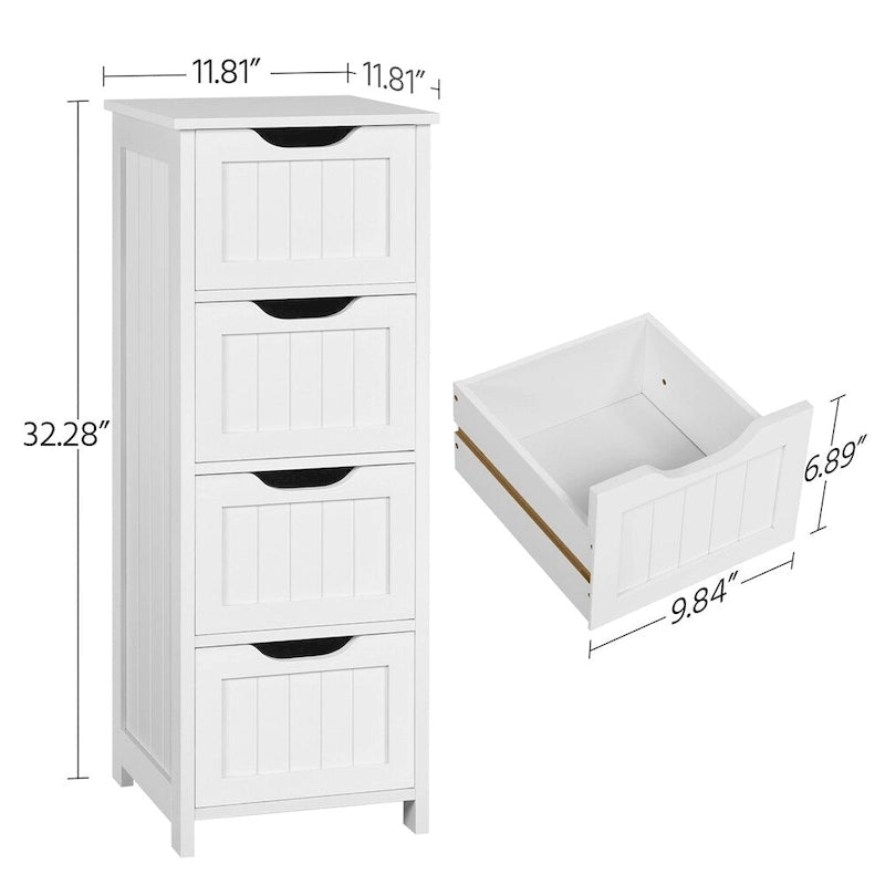 Slim Bathroom Floor Cabinet with 4 Drawers and Storage