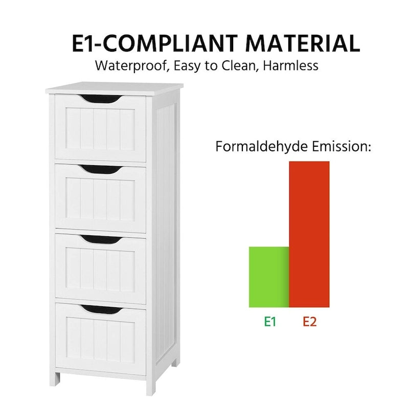 Slim Bathroom Floor Cabinet with 4 Drawers and Storage