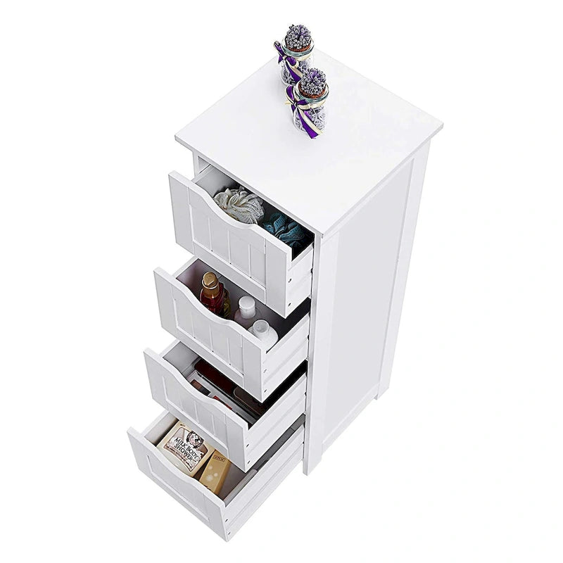 White Bathroom Storage Cabinet Freestanding with Drawers