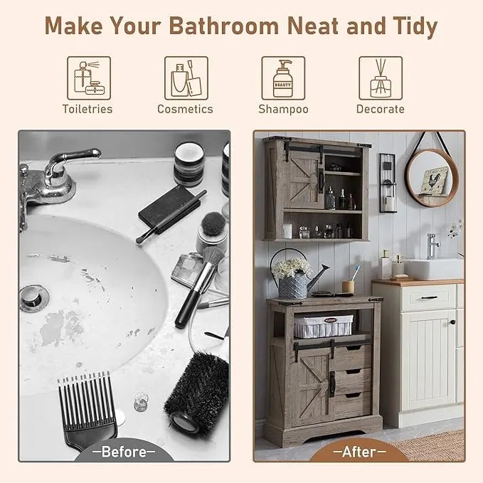 Farmhouse Bathroom Floor Cabinet Small Storage Cabinet for Bathroom
