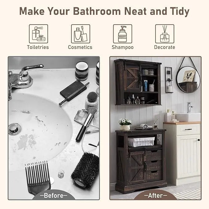Farmhouse Bathroom Floor Cabinet Small Storage Cabinet for Bathroom