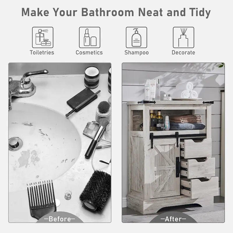 Farmhouse Bathroom Floor Cabinet Small Storage Cabinet for Bathroom